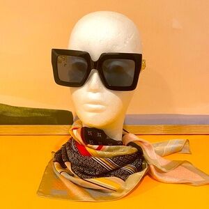 Black Square Sunglasses with Gold Accents